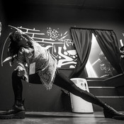 Ana-Marija Cupin (Repetitor) doing backstage pre-show yoga @ Vintage Industrial Bar, Zagreb (Croatia), 2018 <em>Photo: © Saša Huzjak</em>
