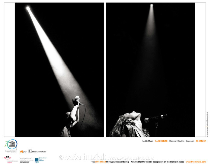 Design of one panel that will exhibit two of my photos at the The Alfred Fried Photography Award exhibition <em>Photo: © Saša Huzjak</em>