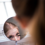 Model Neža Rustja preparing <em>Photo: © Saša Huzjak</em>