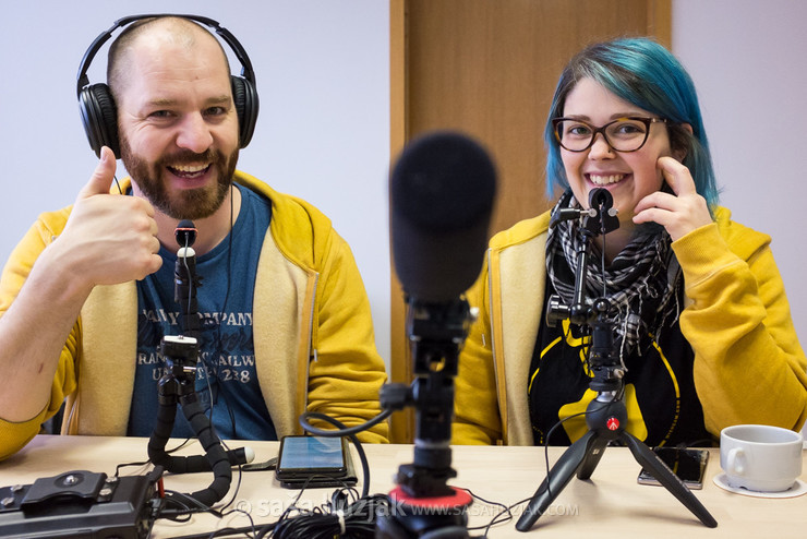 Grega T. Bohinc and Isa Gauvin from the WishCAM team visiting my SHtudio and trying to get something clever from me <em>Photo: © Saša Huzjak</em>