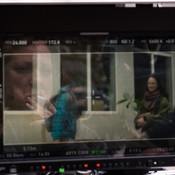 Director Tijana Zinajić reflected in the monitor screen (behind the scenes) <em>Photo: © Saša Huzjak</em>