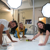 BTS: Cleaning the impromptu studio floor <em>Photo: © Saša Huzjak</em>