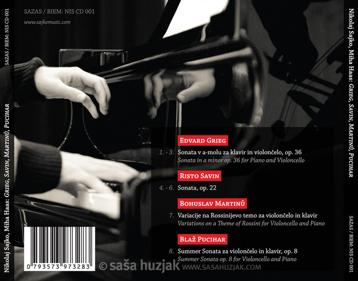 Nikolaj Sajko, Miha Haas: Grieg, Savin, Martinů, Pucihar (CD cover) <em>Photo: © Saša Huzjak</em>