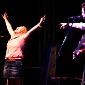 Happy fan on stage with Frank Turner @ Terraneo festival 2011, ex vojarna Bribirski knezovi, Šibenik (Croatia), 09/08 > 13/08/2011 <em>Photo: © Saša Huzjak</em>