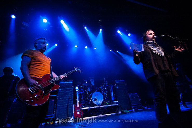 Slovenian poet Dejan Koban reciting on stage with Peter Hook & The Light @ Kino Šiška, Ljubljana (Slovenia), 22/03/2013 <em>Photo: © Saša Huzjak</em>