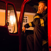 Fireman watching Sodrga - The Rabble @ Festival Lent, Maribor (Slovenia), 20/06 > 05/07/2014 <em>Photo: © Saša Huzjak</em>