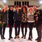 Kjara Starič Wurst, Daša Rashid, Edward Clug, Maša Kagao Knez, Minka Veselič Kološa and Lotem Regev after Final performance @ Zimska plesna šola / Winter dance school, Maribor (Slovenia), 20/02 > 23/02/2015 <em>Photo: © Saša Huzjak</em>