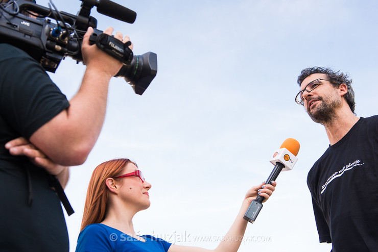 Miha, the organizer, giving an interview @ Ruška koča, Pohorje (Slovenia), 29/05/2015 <em>Photo: © Saša Huzjak</em>