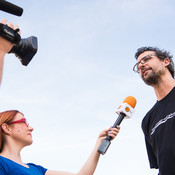 Miha, the organizer, giving an interview @ Ruška koča, Pohorje (Slovenia), 29/05/2015 <em>Photo: © Saša Huzjak</em>