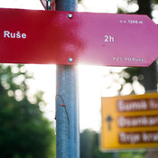 Sign to Ruše @ Ruška koča, Pohorje (Slovenia), 29/05/2015 <em>Photo: © Saša Huzjak</em>