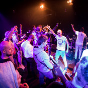 Kandžija with Tamburaši slavonske gansta krvi and fans on stage @ Tvornica kulture, Zagreb (Croatia), 12/03/2016 <em>Photo: © Saša Huzjak</em>