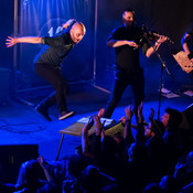 Gregor Jančič "Moon" (Happy Ol' McWeasel) jumping for stage dive @ ŠTUK, Maribor (Slovenia), 18/03/2017 <em>Photo: © Saša Huzjak</em>