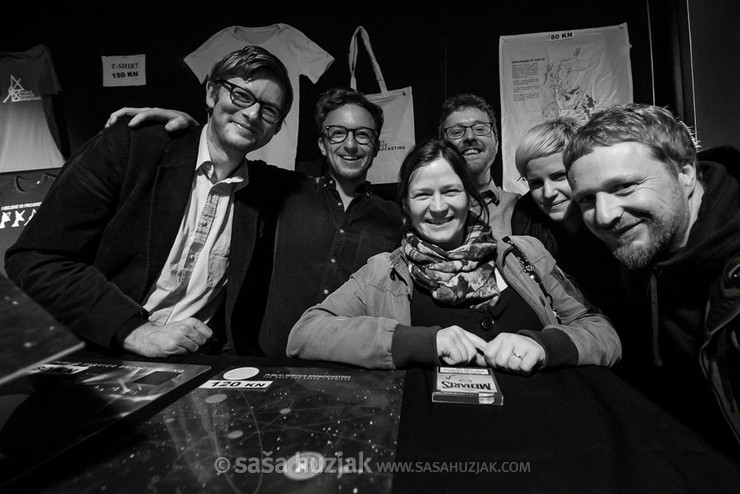 Public Service Broadcasting with some of their biggest fans after the show @ Tvornica kulture, Zagreb (Croatia), 14/11/2017 <em>Photo: © Saša Huzjak</em>