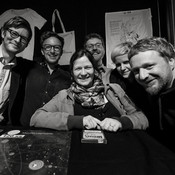 Public Service Broadcasting with some of their biggest fans after the show @ Tvornica kulture, Zagreb (Croatia), 14/11/2017 <em>Photo: © Saša Huzjak</em>