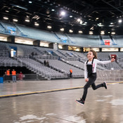 Young Parni Valjak fan running to the first row after gates opened @ Arena Zagreb, Zagreb (Croatia), 01/12/2017 <em>Photo: © Saša Huzjak</em>