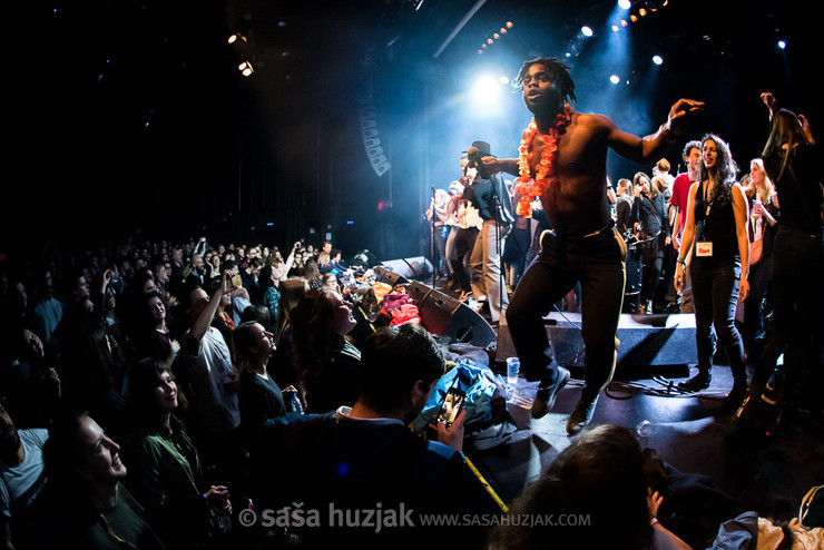 Young Fathers with fans on stage @ MENT Ljubljana, Ljubljana (Slovenia), 31/01 > 02/02/2018 <em>Photo: © Saša Huzjak</em>