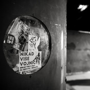 "Never again soldiers" sticker @ AKC Attack, Zagreb (Croatia), 18/10/2018 <em>Photo: © Saša Huzjak</em>