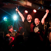 Gregor Jančič "Moony" (Happy Ol' McWeasel) with a fan on the stage @ Jazz klub Satchmo, Maribor (Slovenia), 15/03/2019 <em>Photo: © Saša Huzjak</em>