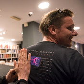 No tour t-shirts? No problem! @ Bulevar Books, Novi Sad (Serbia), 30/03/2019 <em>Photo: © Saša Huzjak</em>