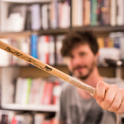 Detail of Miha's drumsticks @ Bulevar Books, Novi Sad (Serbia), 30/03/2019 <em>Photo: © Saša Huzjak</em>